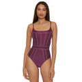BECCA Women's Color Sheen One Piece Swimsuit Medium Purple Aubergine NWT