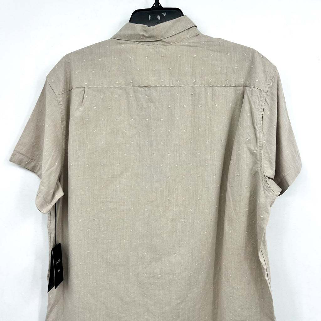 RVCA Men's That'll Do Dobby Short Sleeve Shirt XL Natural Tan Button Front NWT