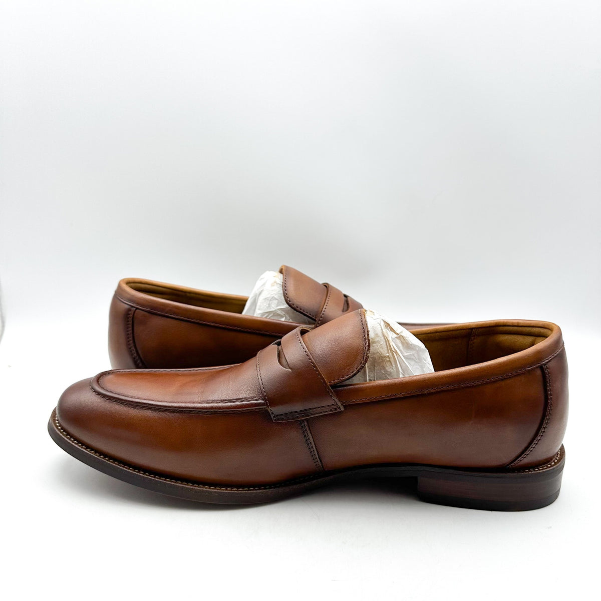 Florsheim Mens Rubano Moc Toe Penny Loafer US 11 Wide Cognac Brown Leather NWOB