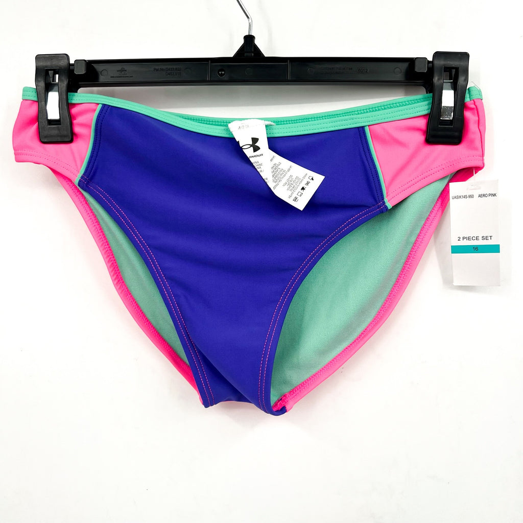 UNDER ARMOUR Girls Tankini & Hipster Bikini Swimsuit Size 16 Pink Blue NWT