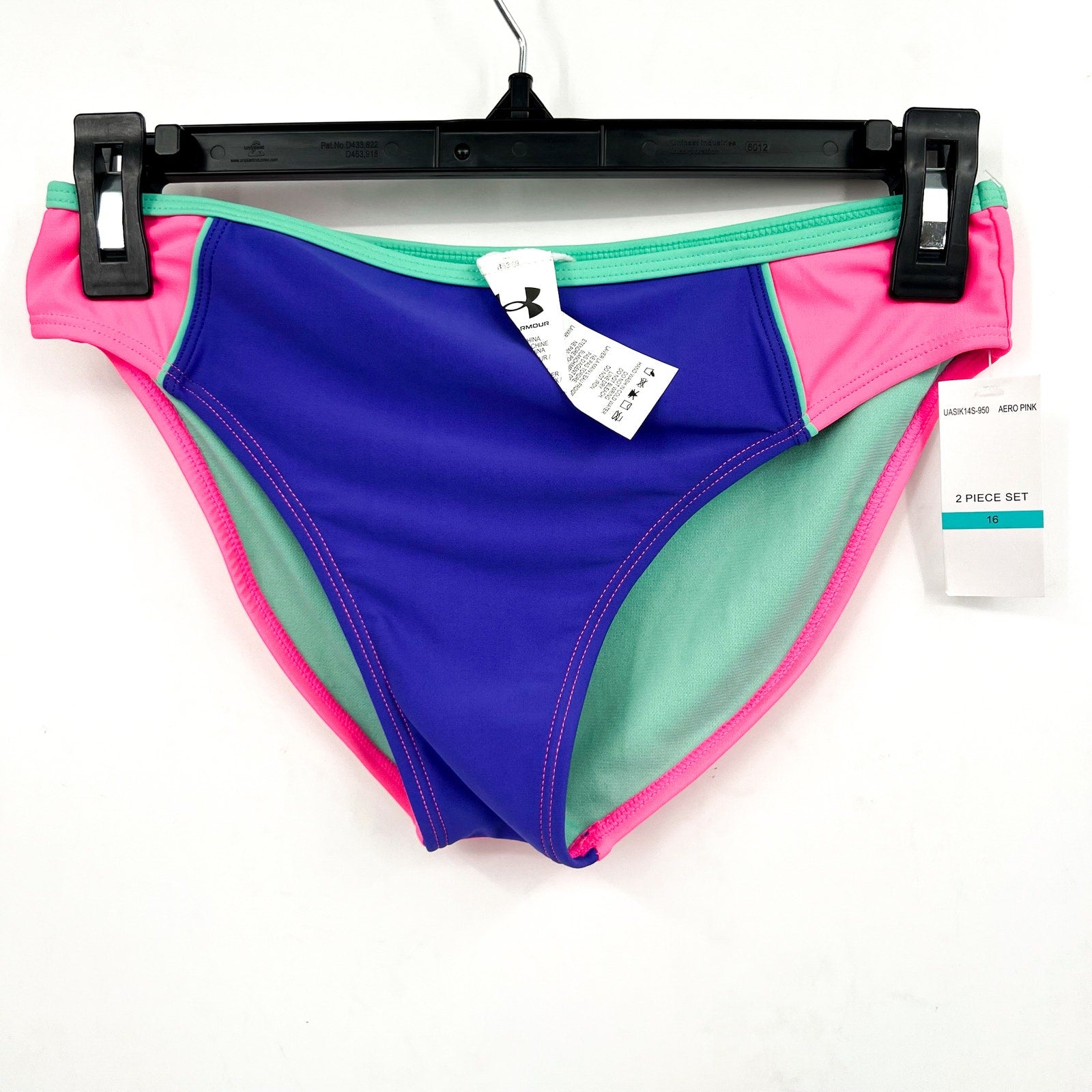 UNDER ARMOUR Girls Tankini & Hipster Bikini Swimsuit Size 16 Pink Blue NWT