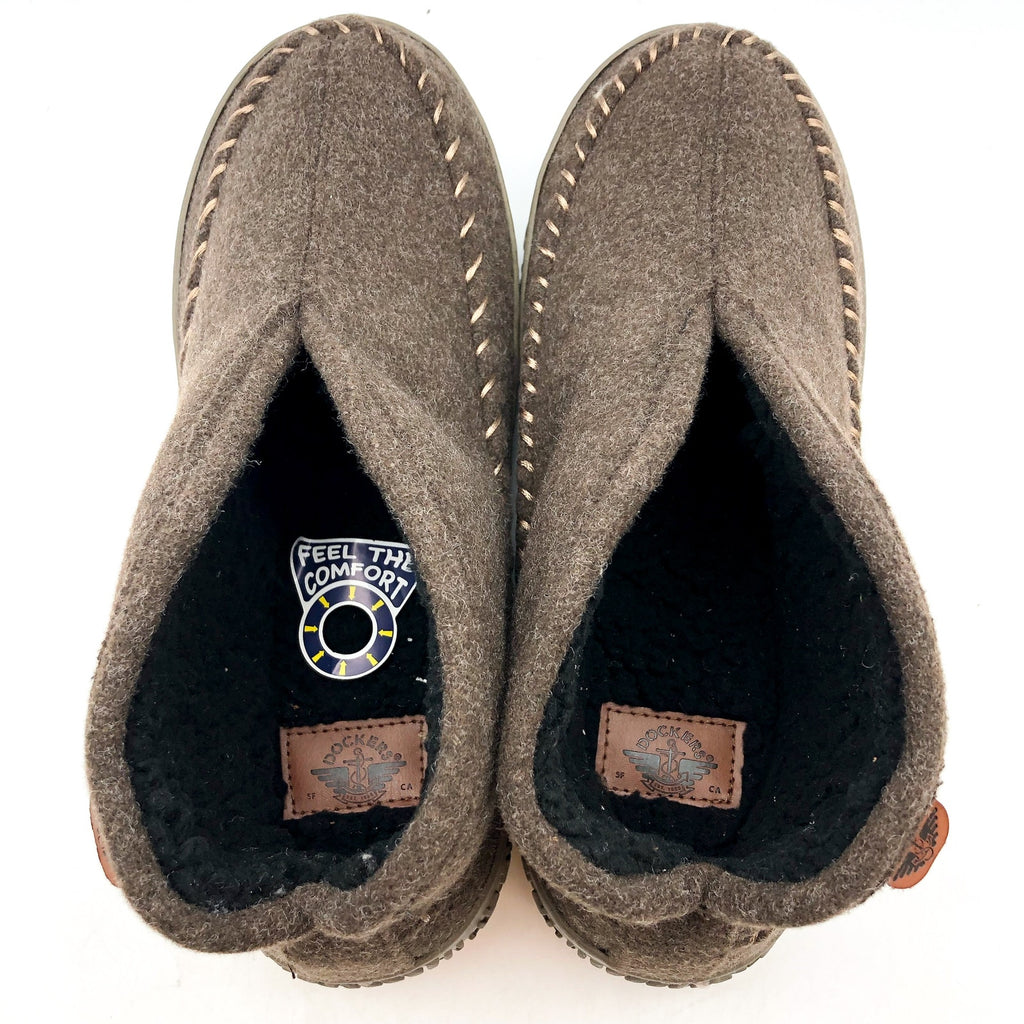 Dockers Mens Rugged Wool Slip-On Bootie Slippers SIZE 8 Brown Indoor/Outdoor NIB