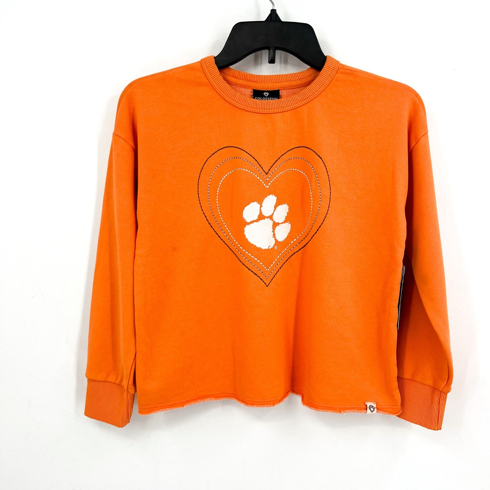 COLOSSEUM Girls Clemson Tigers Audrey Washed Sweatshirt Large Orange NWT