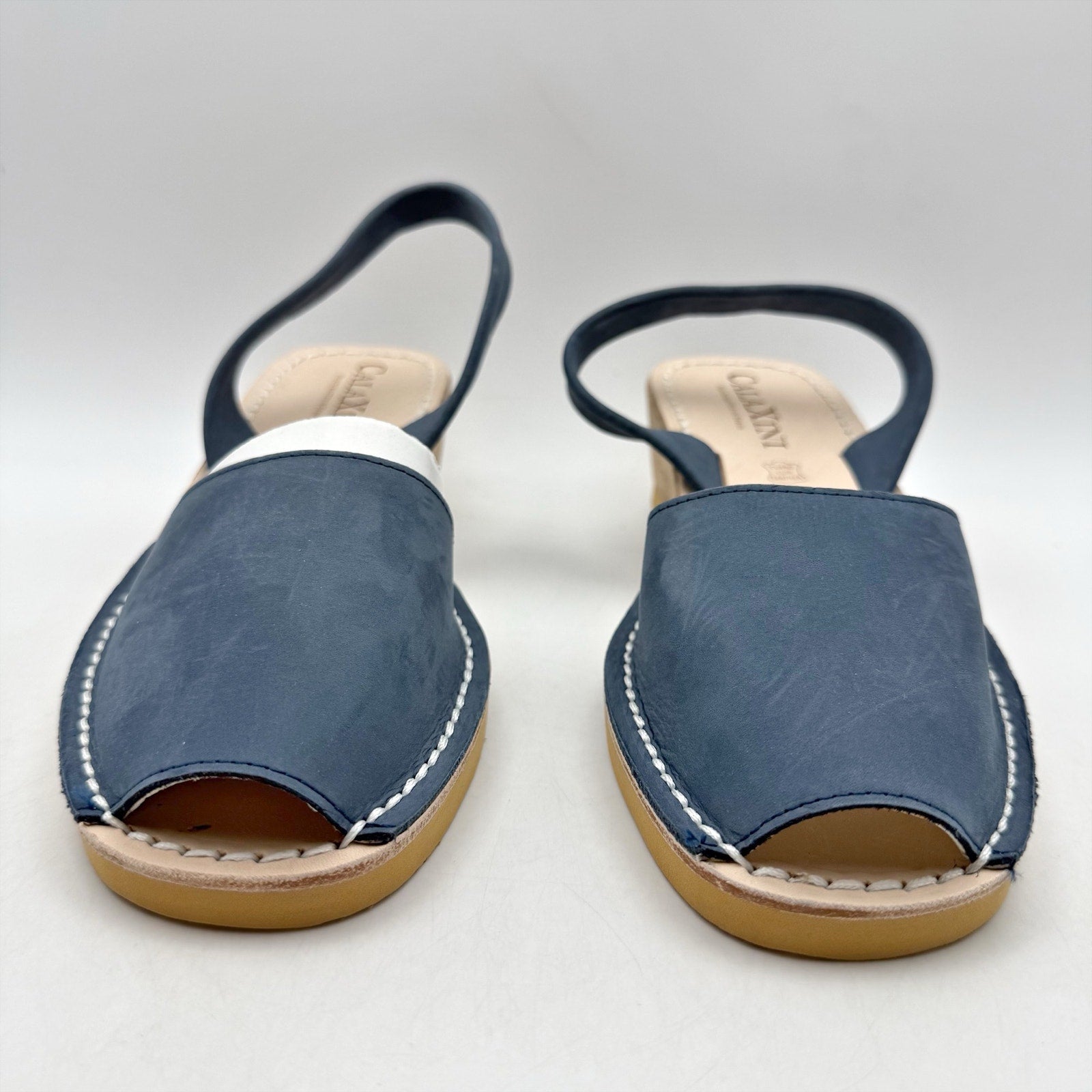 CalaXini Womens Cork Wedge Sandals EU 39 US 8.5-9 Navy Blue Suede NWOB