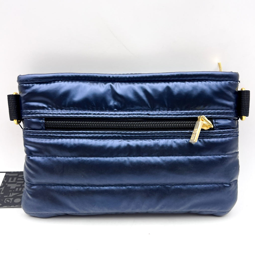 THINK ROYLN Women's Quilted Crossbody Bum Bag Small Blue Pearl Indigo NWT