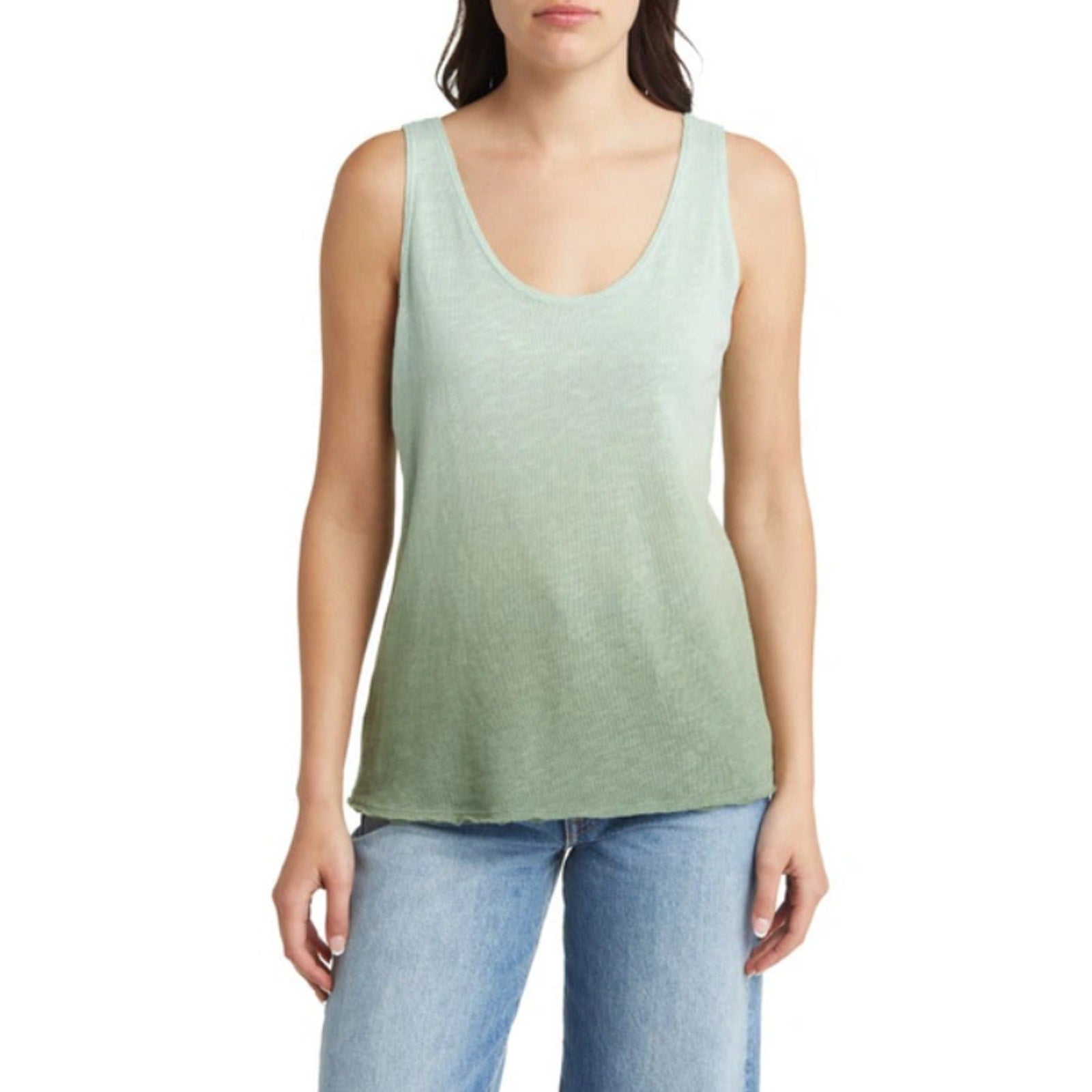 TREASURE & BOND Women's Ombré Knit Tank Top Small Mint Green Scoop Neck NWT
