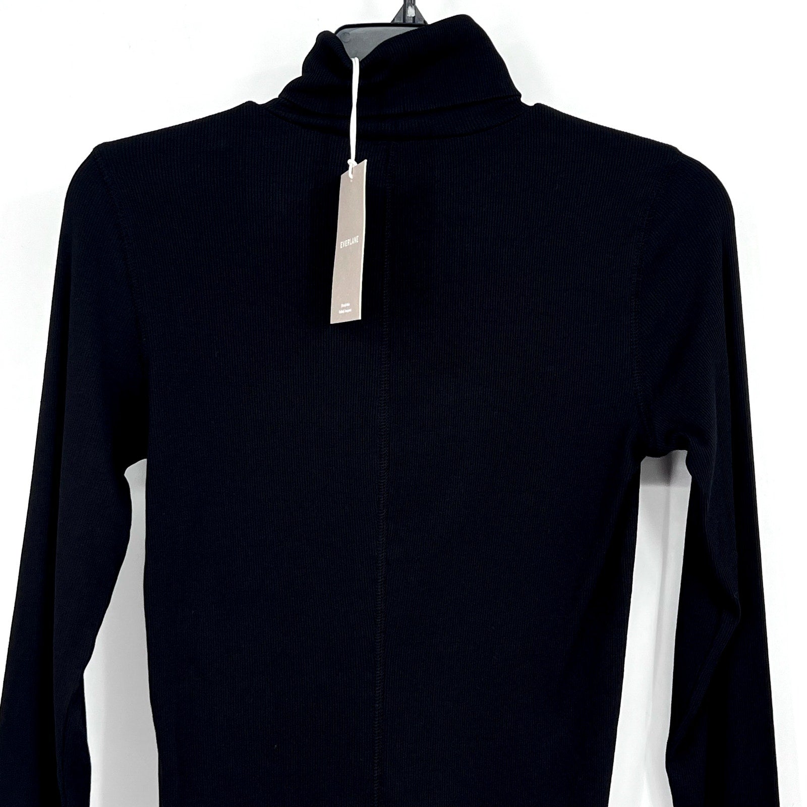 EVERLANE Women's Luxe Rib Turtleneck Sweater Small Black Long Sleeve Supima NWT