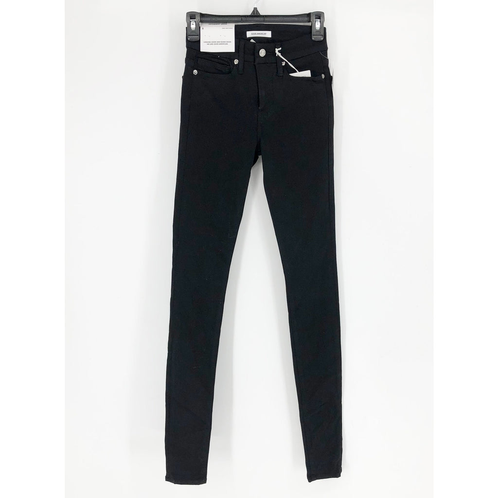 GOOD AMERICAN Womens Good Legs Jeans US 2 26x33 Black Stretch High Skinny NWT