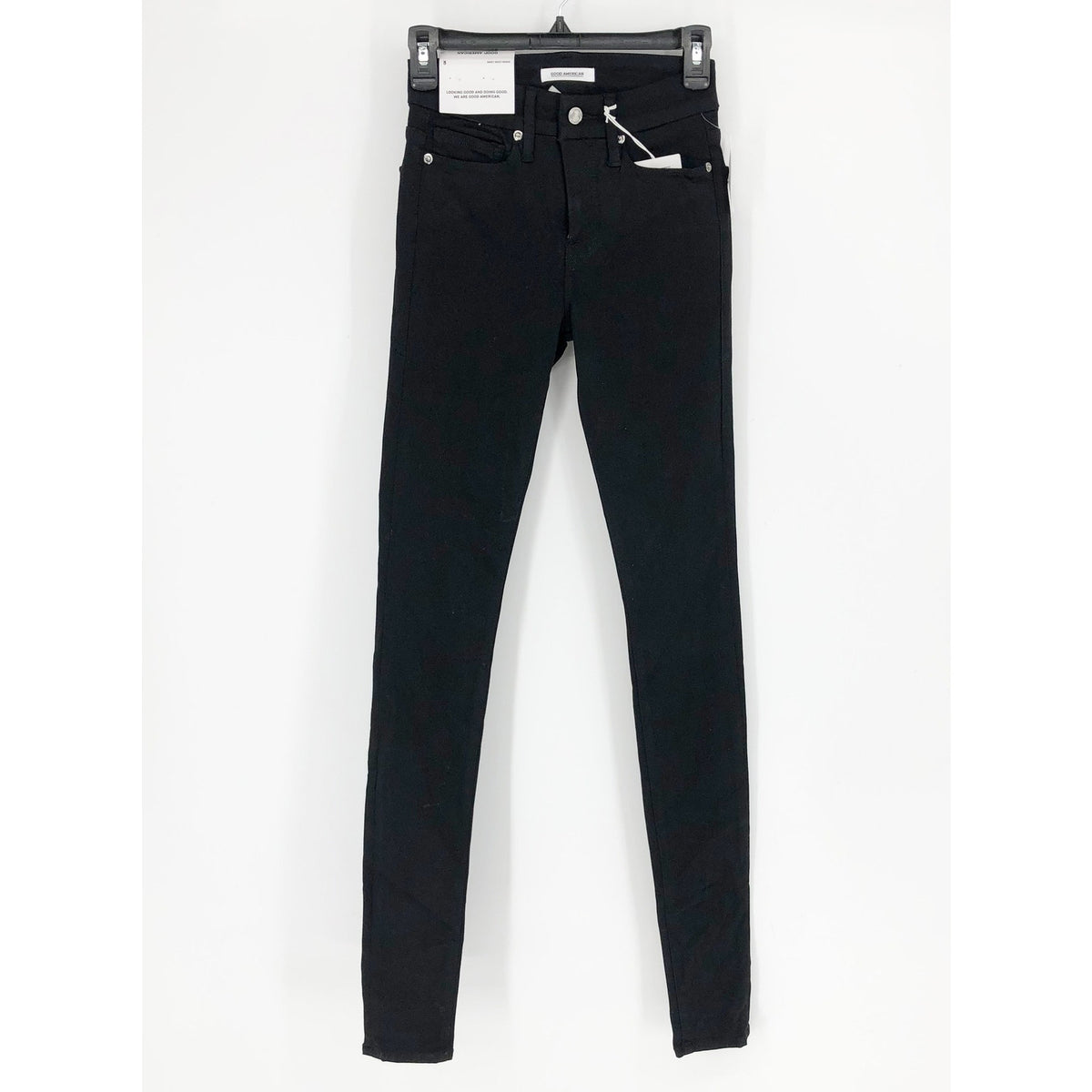 GOOD AMERICAN Womens Good Legs Jeans US 2 26x33 Black Stretch High Skinny NWT
