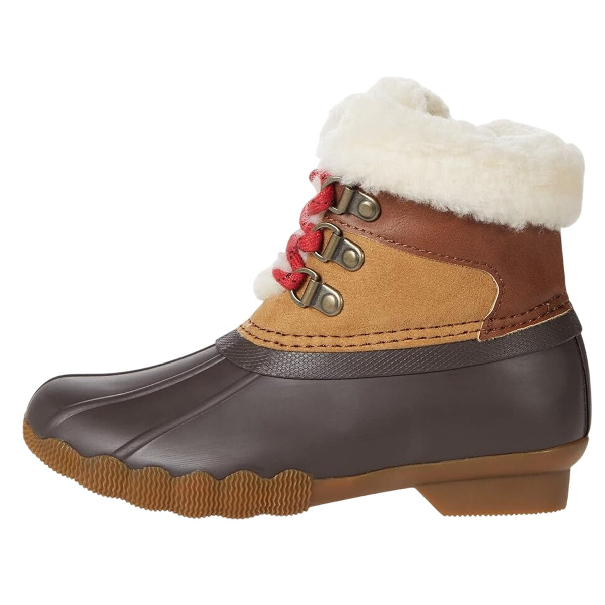 Sperry Kids Alpine Saltwater Winter Boots Size 5 Tan Red Water Resistant NWOB