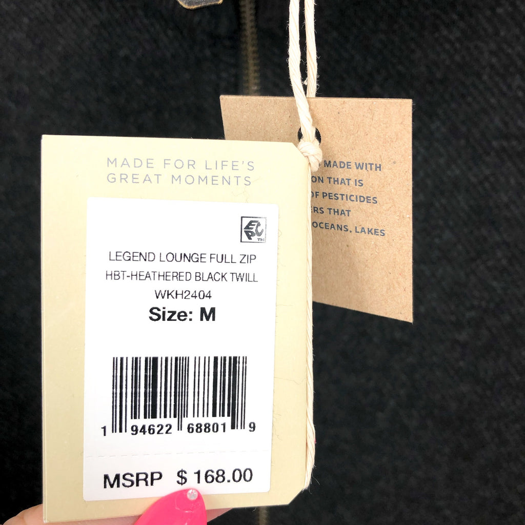 FAHERTY Legend Lounge Full Zip Sweatshirt Medium Heathered Black Twill NWT