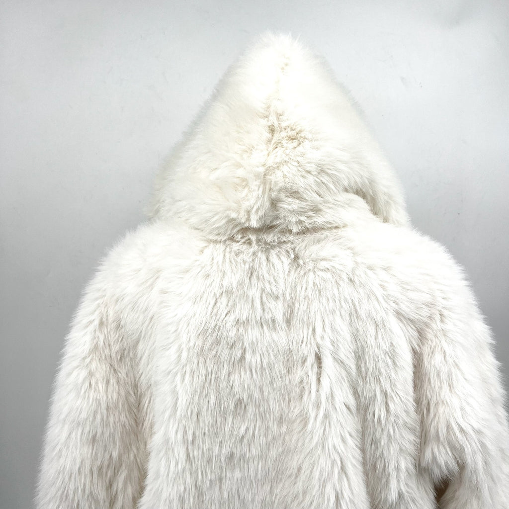 Bardot Womens Callan Faux Fur Jacket Large White Hooded NWT