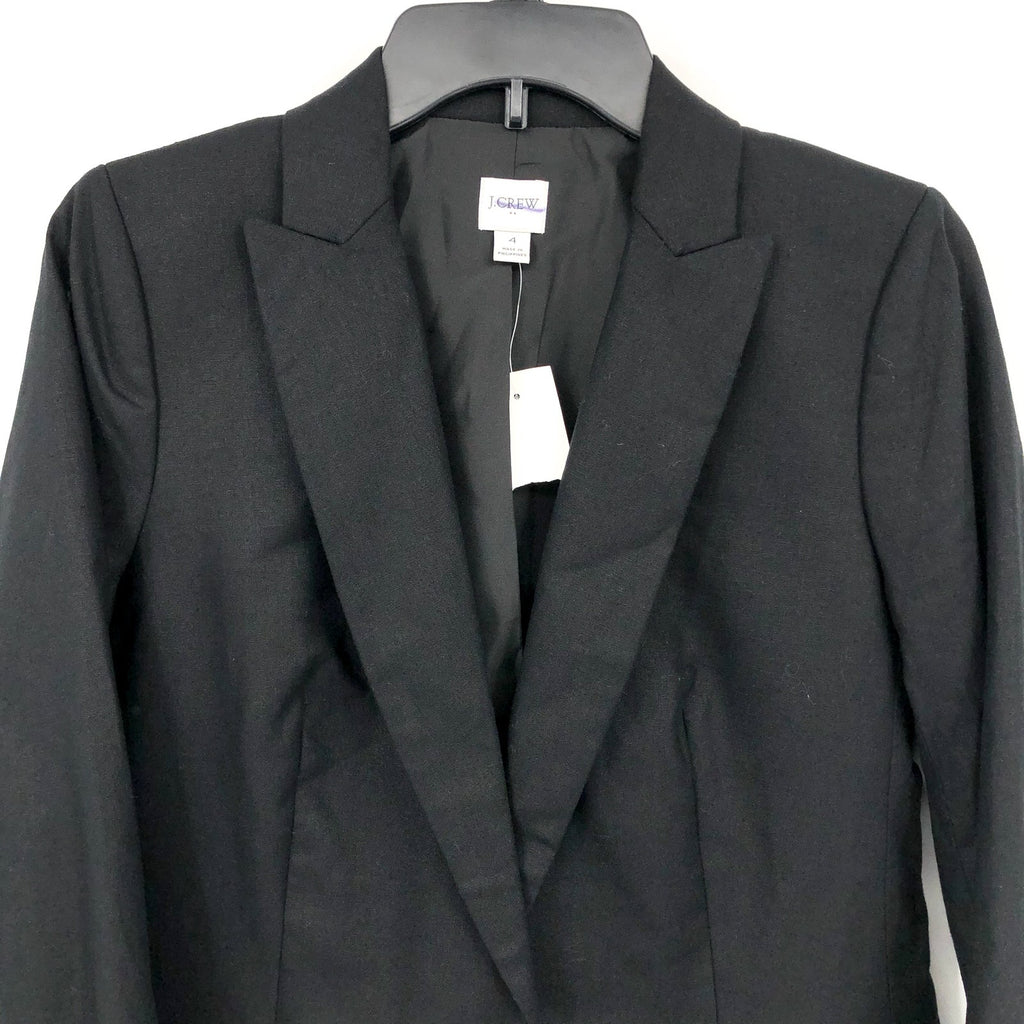 J.Crew Womens One-Button Holland Blazer Size 4 Black Linen-blend AL222 NWT