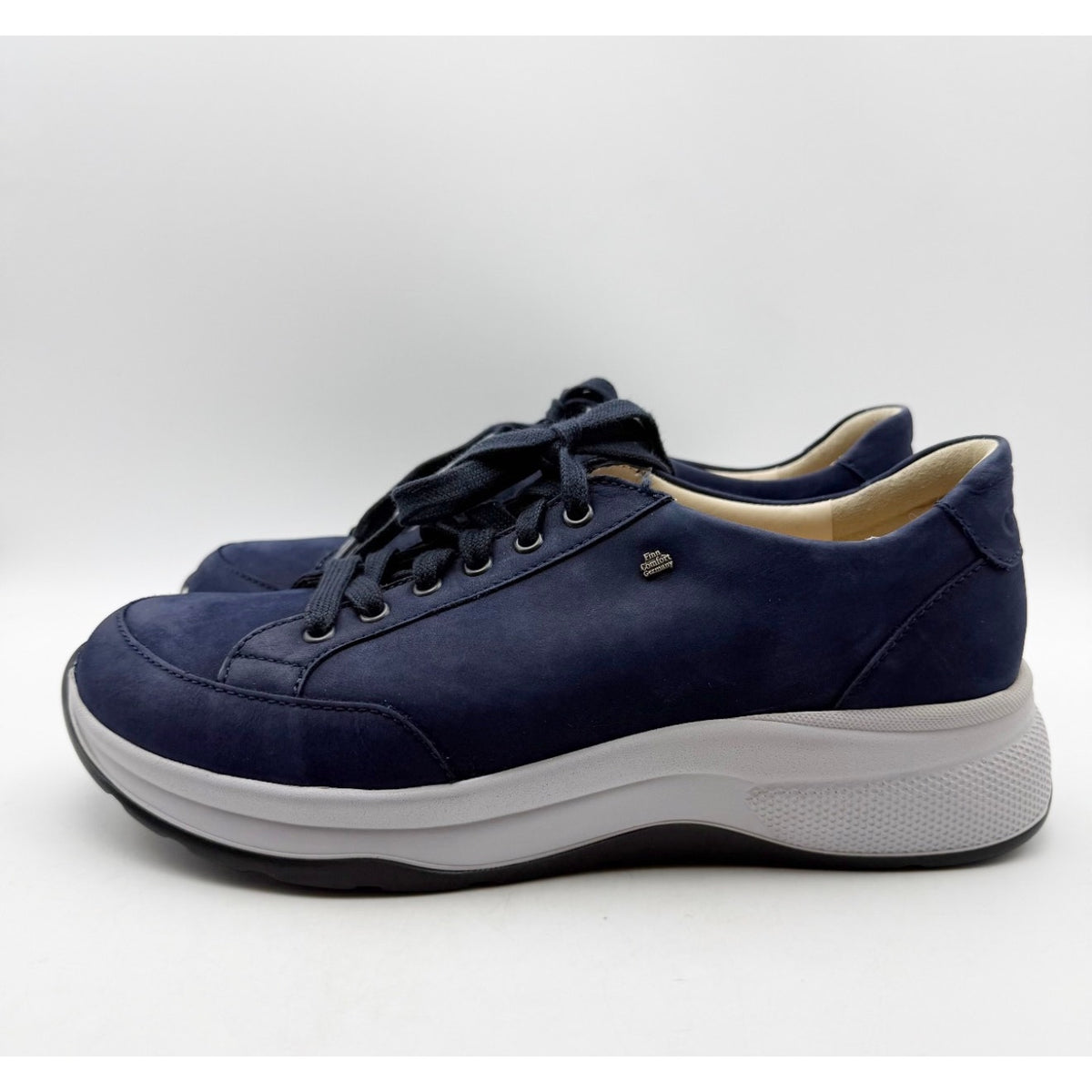 Finn Comfort Men's Casual Brandon Sneaker US 9 UK 8.5 Blue Leather Suede NWOB