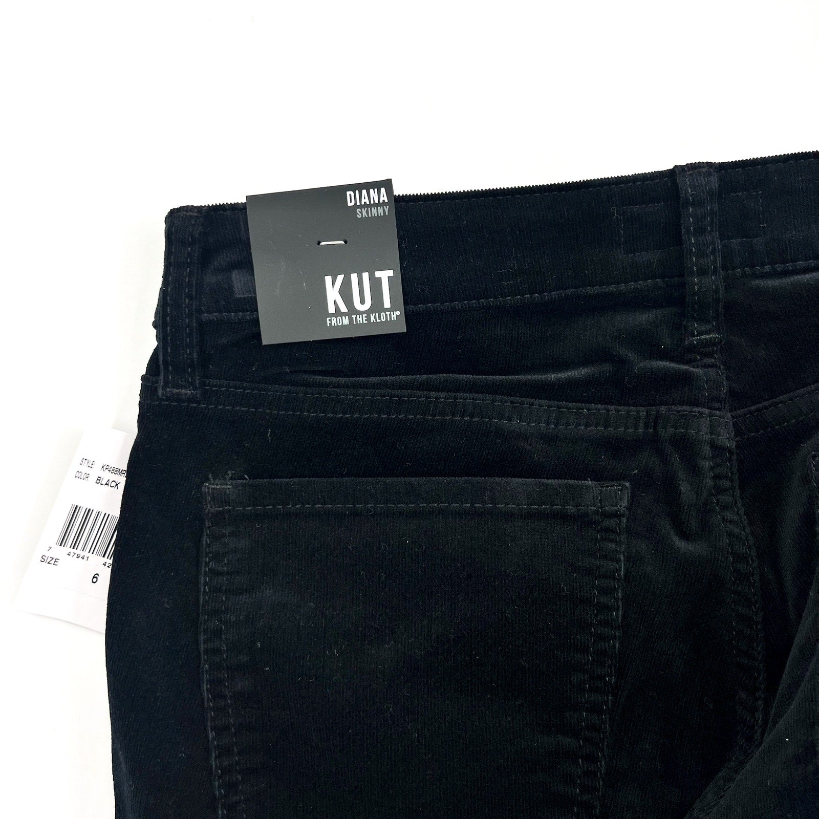 KUT FROM THE KLOTH Women's Diana Skinny Jeans Size 6 Black Corduroy NWT