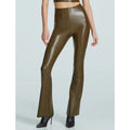 COMMANDO Women's Faux Leather Flared Legging Medium Brown Green High Rise NWT