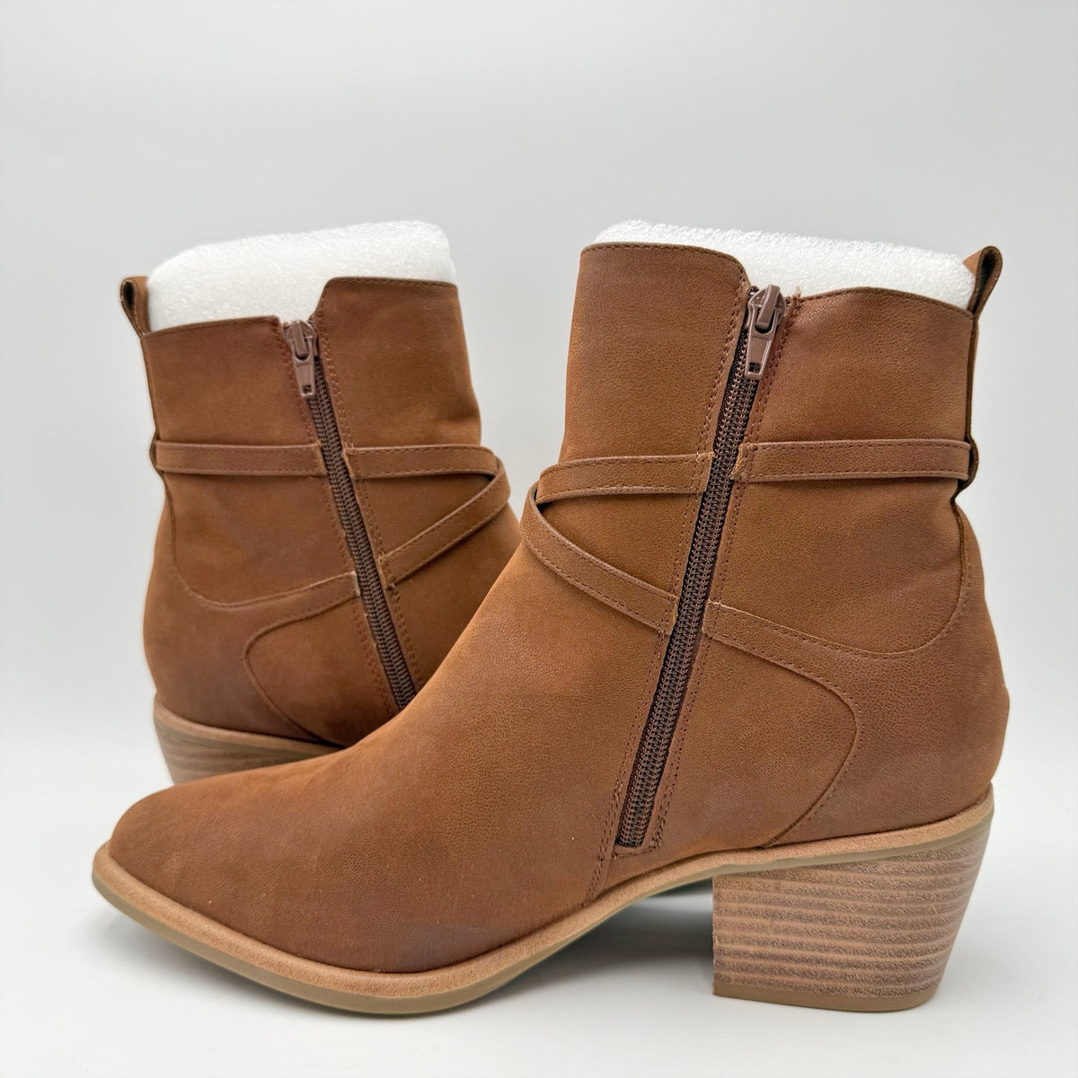 MIA Womens Santina Western Ankle Boots US 9.5 Brown Suede NWOB