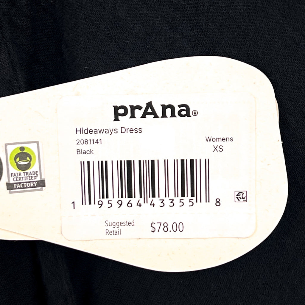 PRANA Women's Hideaways Maxi Dress XS Black Cross Back Strap Cotton Gauze NWT