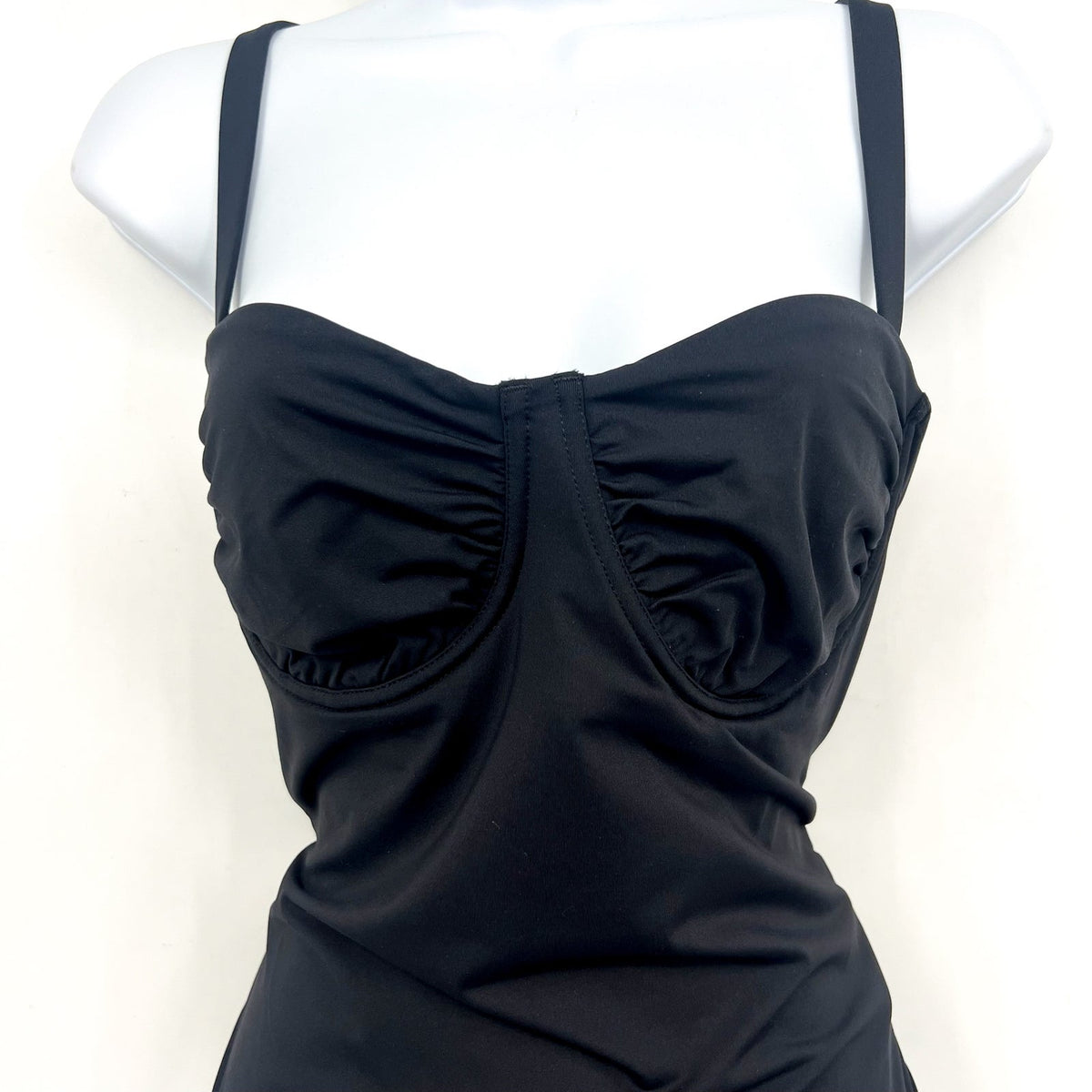 SEAFOLLY Women's Underwire One Piece Swimsuit Size 10 Black Ruched NWT