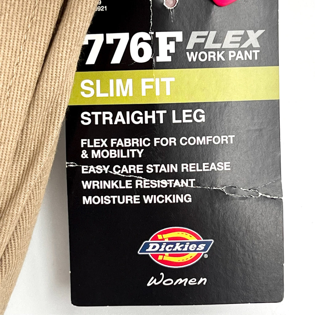 DICKIES Womens 776 Flex Slim Fit Pants Size 14 Tan Desert Sand Stretch Twill NWT