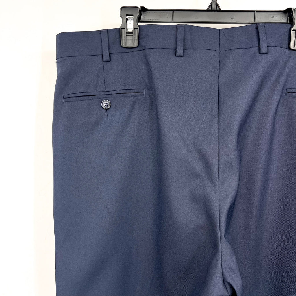 BERLE Men's Classic Dress Pants 42x34 Navy Blue Flat Front Career Formal NWOT