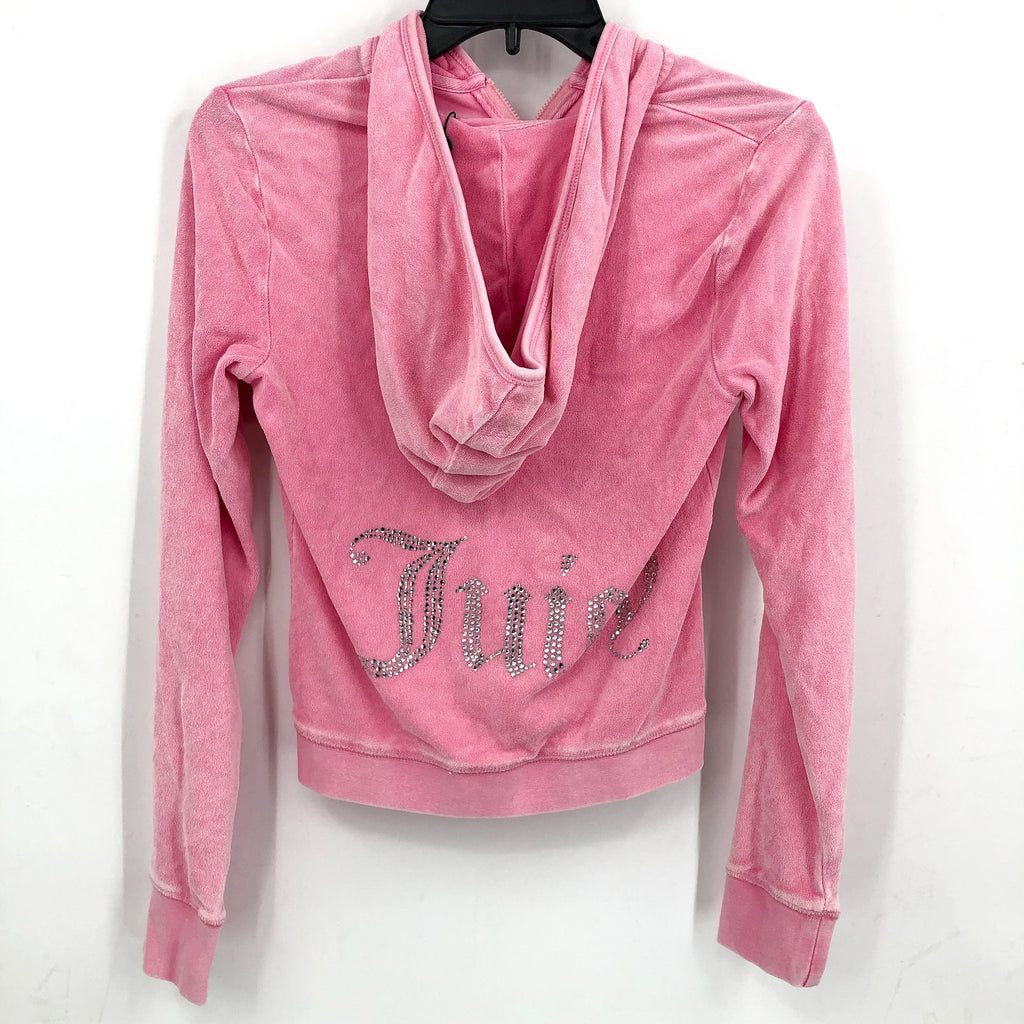 JUICY COUTURE Women's Big Bling Towel Terry Zip Hoodie Small Hot Hot Pink NWT
