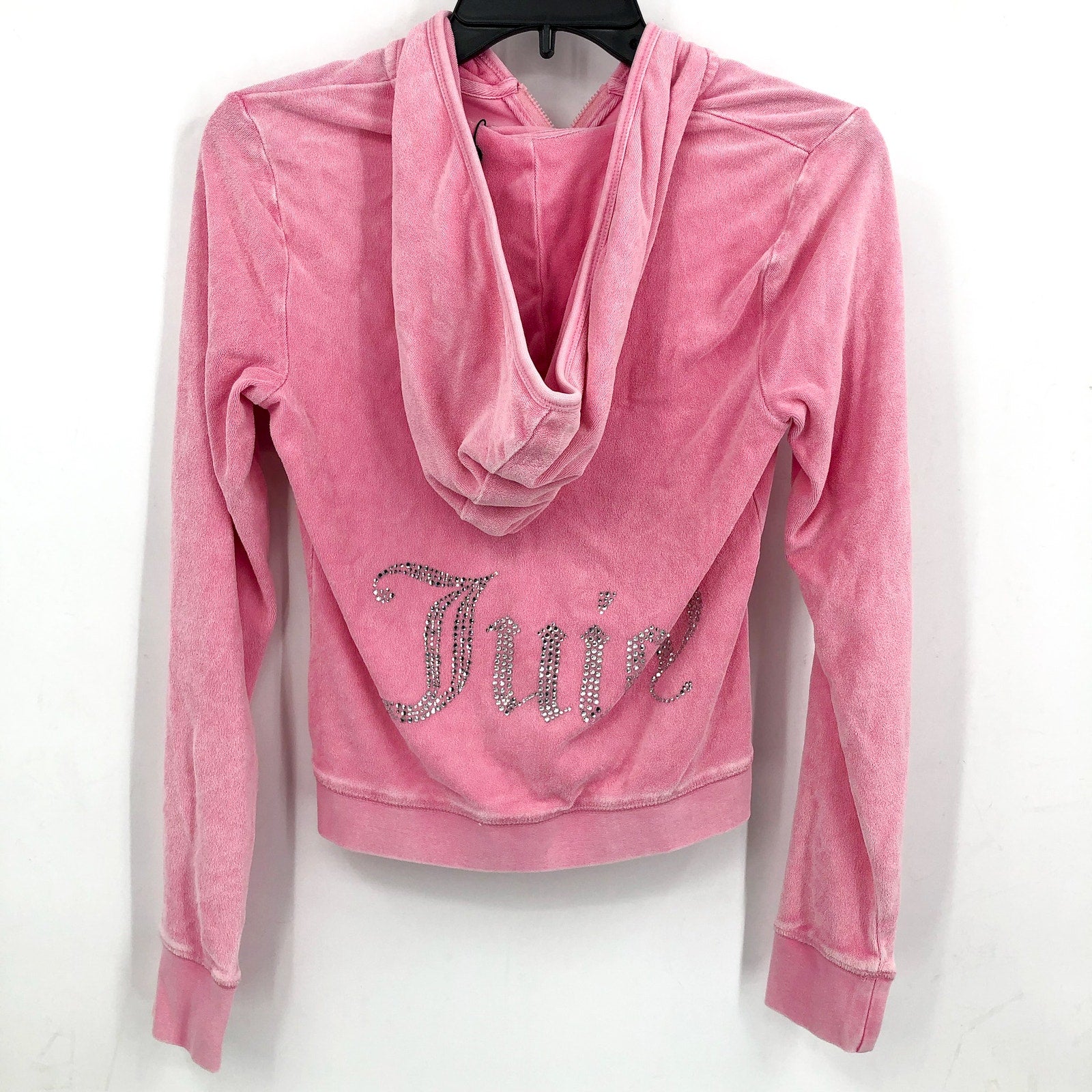 JUICY COUTURE Women's Big Bling Towel Terry Zip Hoodie Small Hot Hot Pink NWT