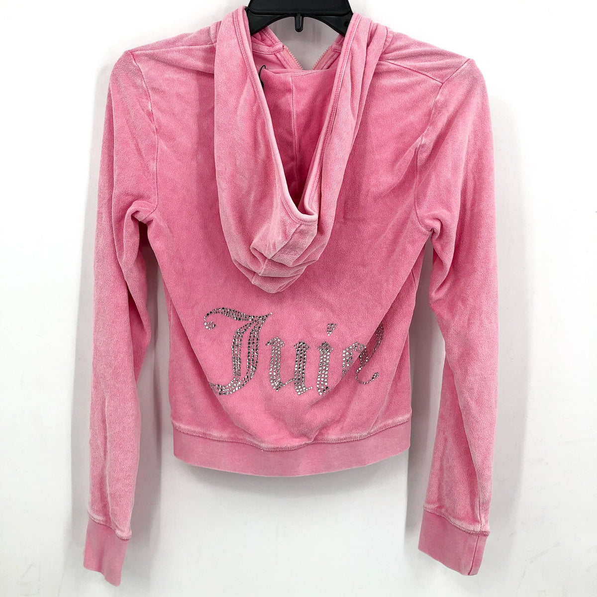JUICY COUTURE Women's Big Bling Towel Terry Zip Hoodie Small Hot Hot Pink NWT