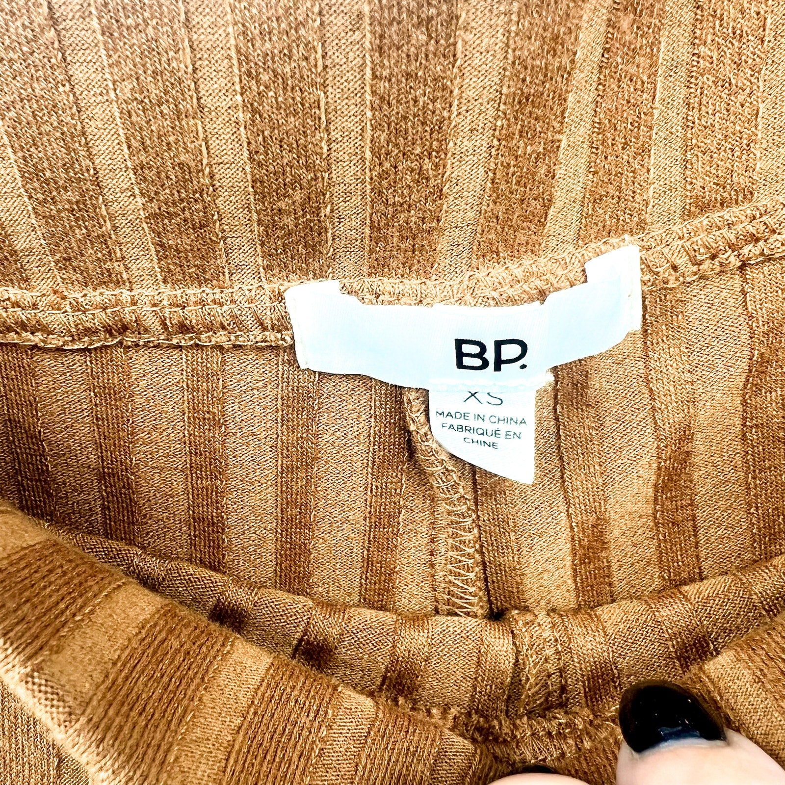 BP. Women's Casual Straight Leg Ribbed Knit Pants XS Brown Copper Stretch NWT