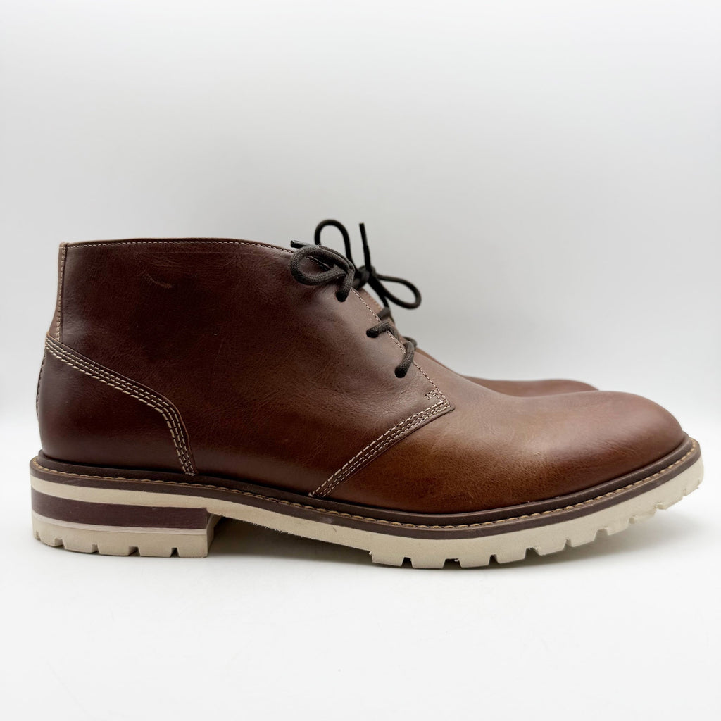 Johnston & Murphy Mens Barrett Chukka Boots Size 12 M Tan Full Grain Leather NIB