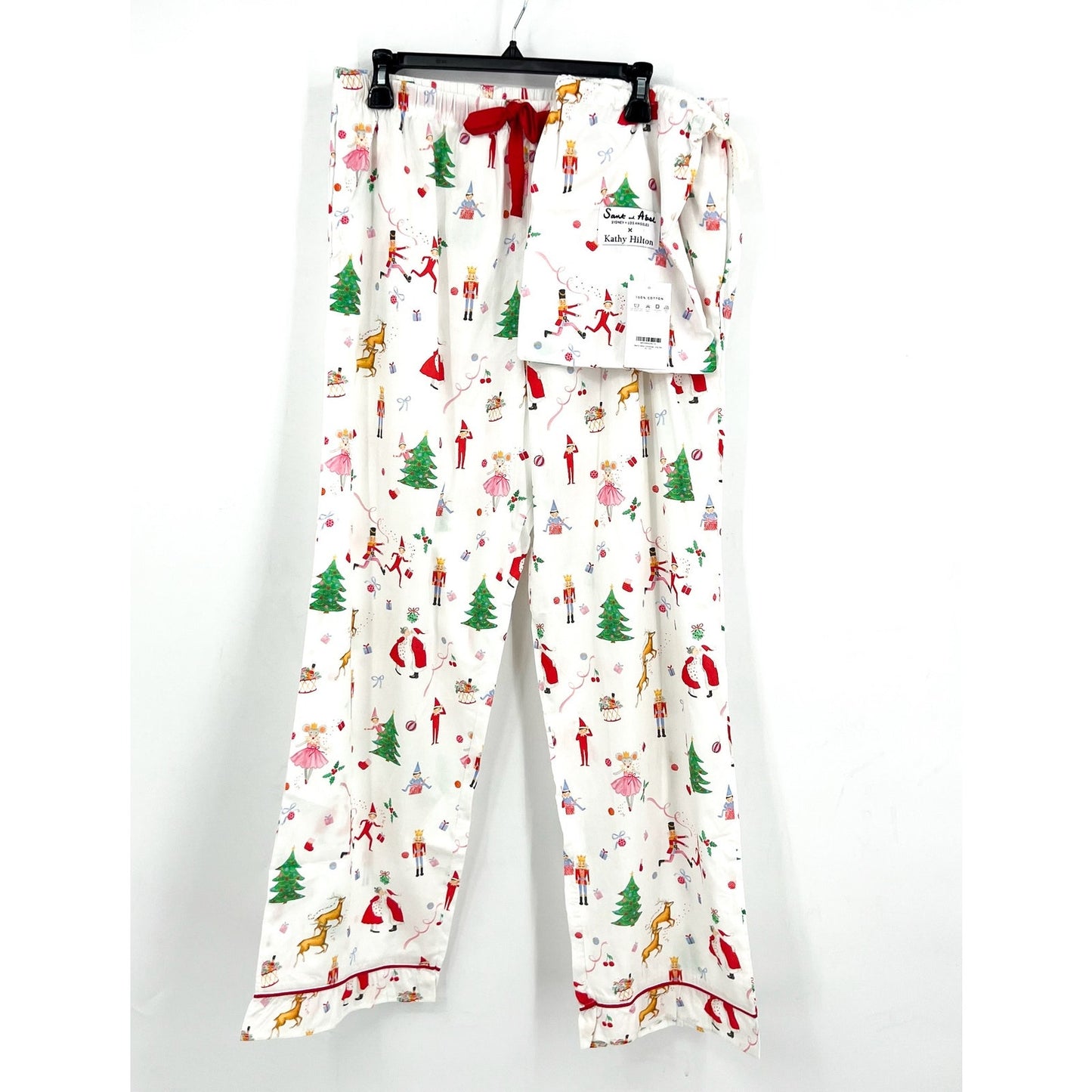 SANT AND ABEL X KATHY HILTON Christmas Magic Cotton Pajamas Set XL White NWT
