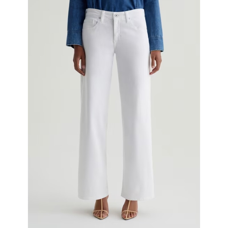 AG ADRIANO GOLDSCHMIED Womens Adria Wide Leg Jeans Size 24 White Low-Rise NWT