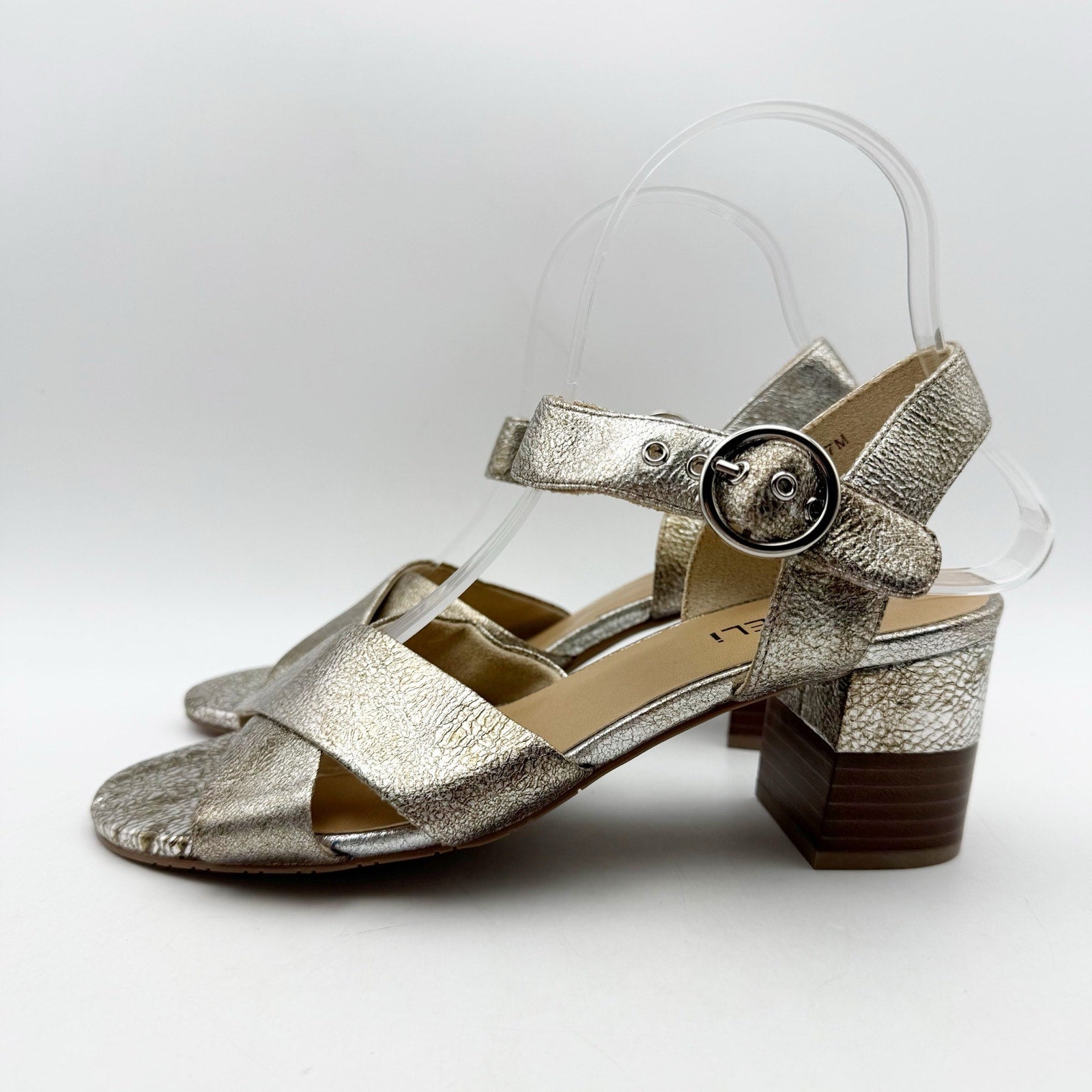 Vaneli Womens Moral Heeled Sandals US 7 M Metallic Gold Leather NWOB