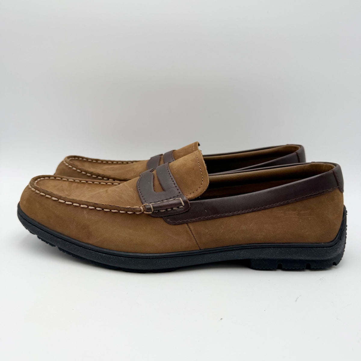 SPERRY Mens Monterey Penny Loafers Size 11.5 Soft Brown Nubuck Leather NWOB