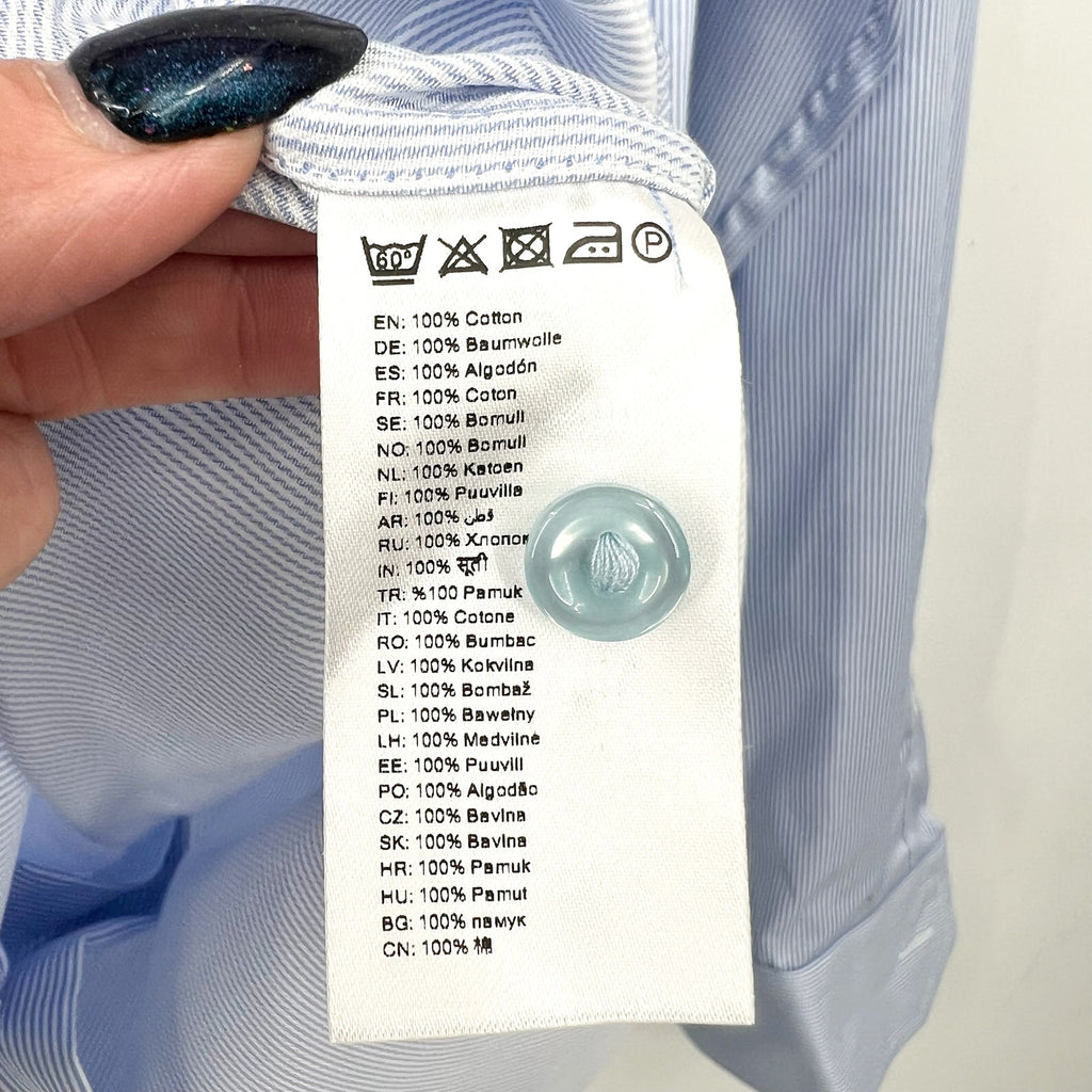 ETON Men's Slim Fit Poplin Thin Stripe Dress Shirt Size 39/15.5 Blue White NWOT
