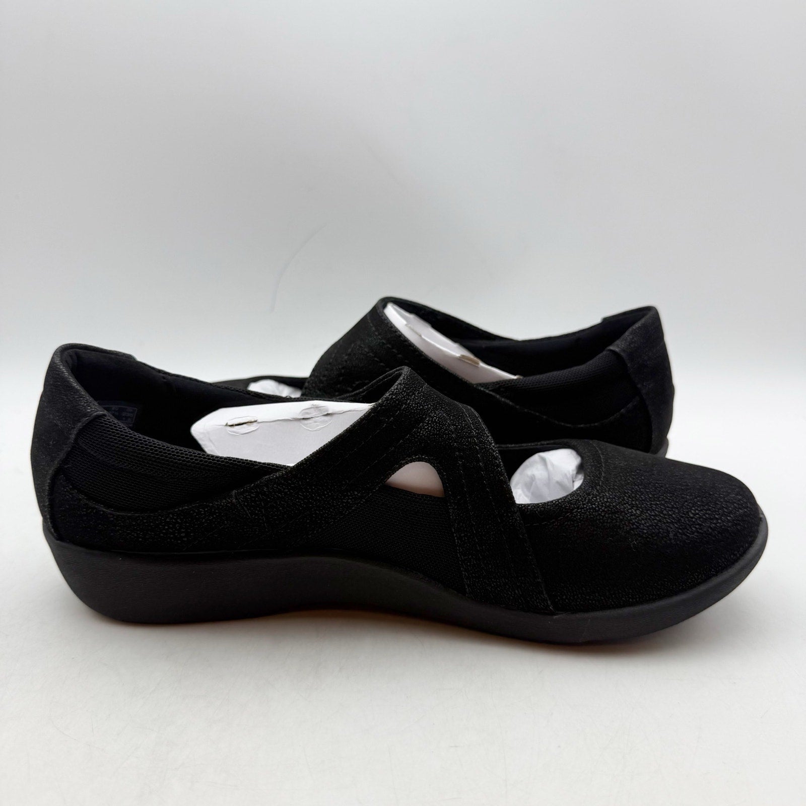 Clarks Womens Sillian Bella Mary Jane Shoes Size 7 M Black Vegan Nubuck NIB