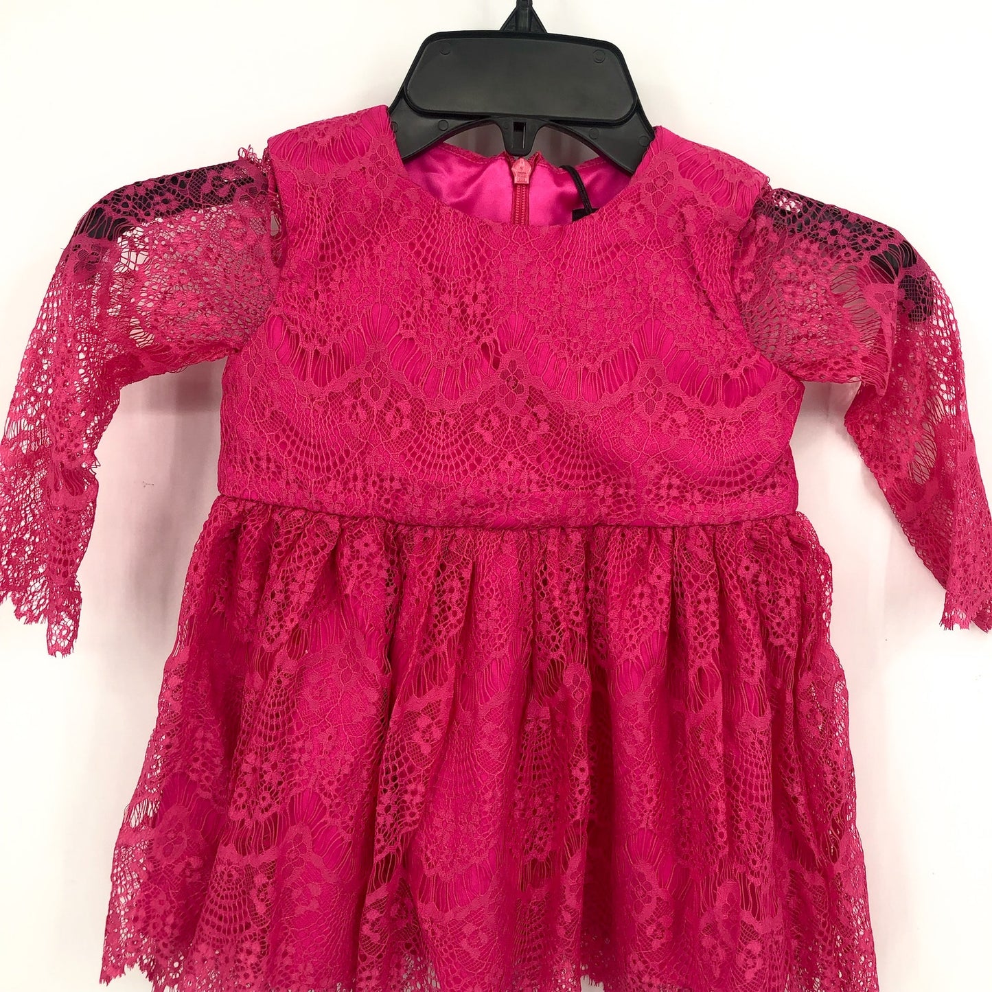 BARDOT Baby Girl Gertrude Lace Dress 12-18 Months Pink Long Sleeve NWT