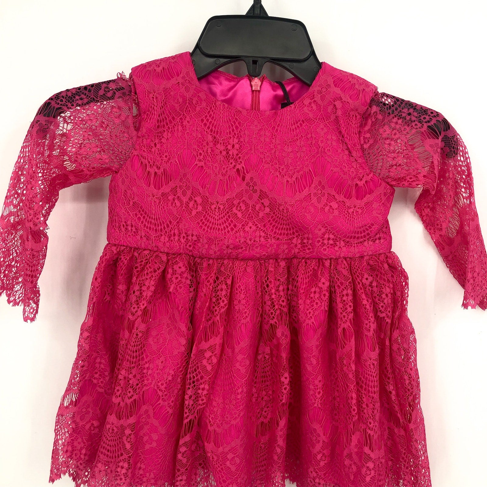 BARDOT Baby Girl Gertrude Lace Dress 12-18 Months Pink Long Sleeve NWT