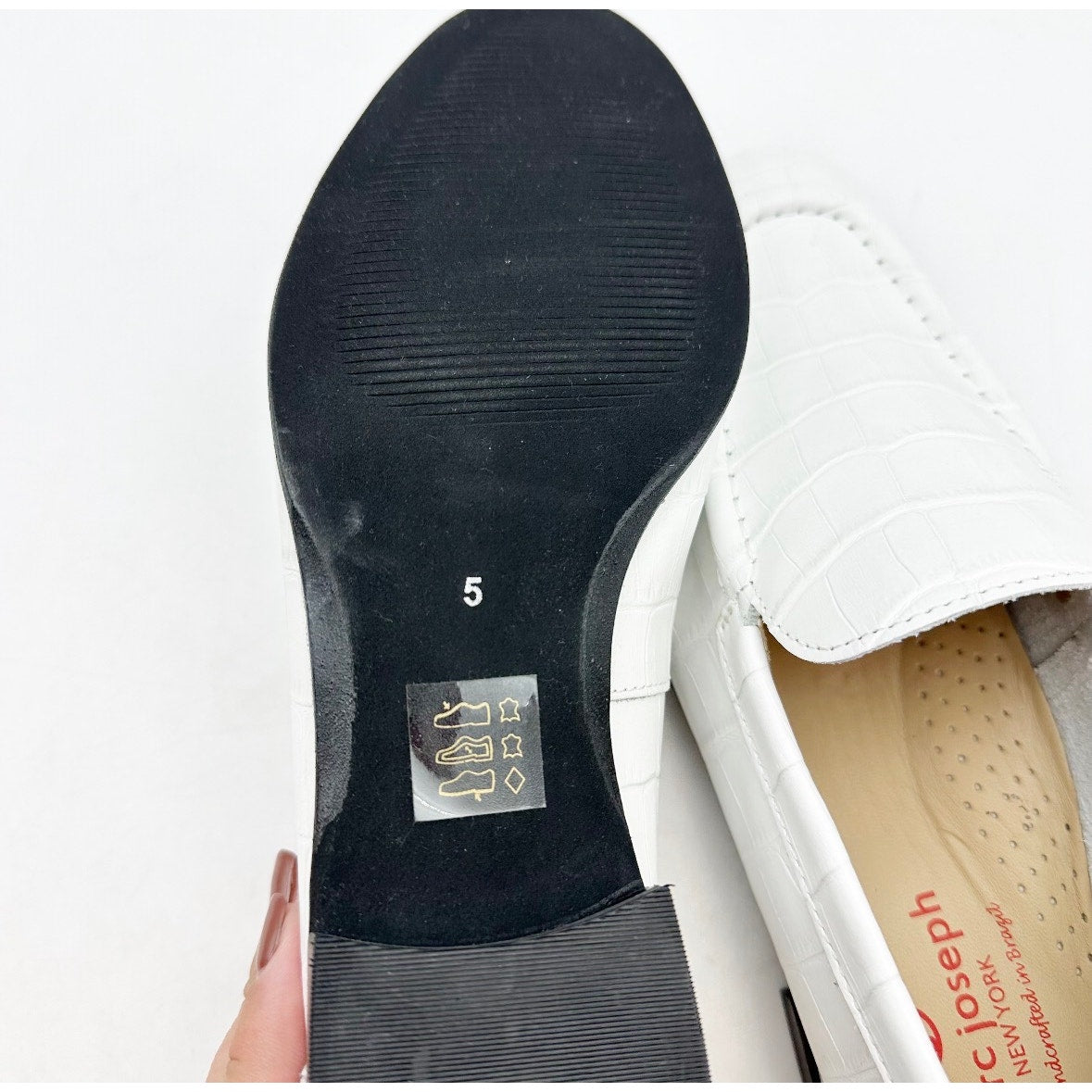 Marc Joseph New York Womens Madison Ave Loafers Size 5 M White Croco Leather NIB