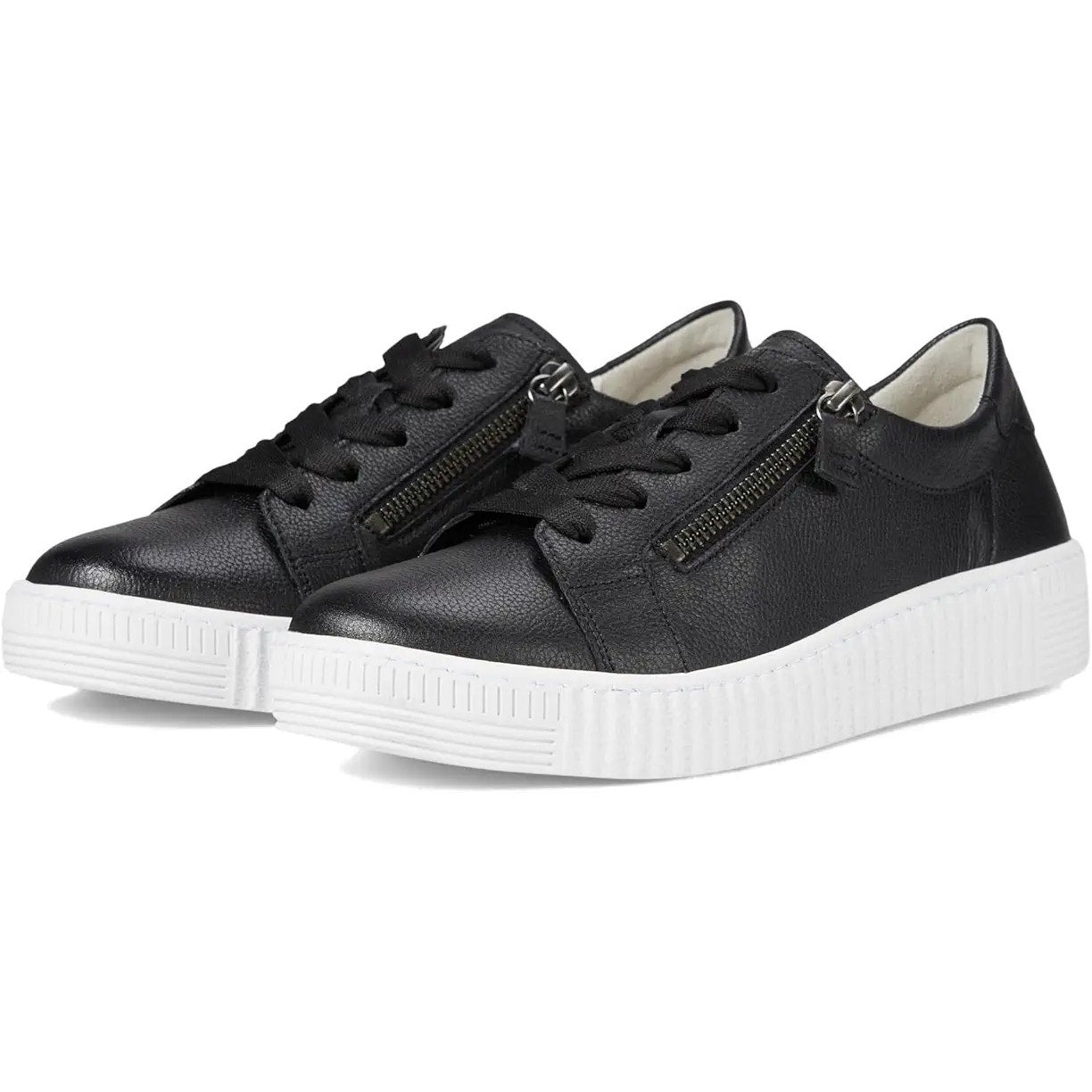 Gabor Womens 53.334 Low Top Sneakers UK 3.5 US 6 Black White Leather NIB