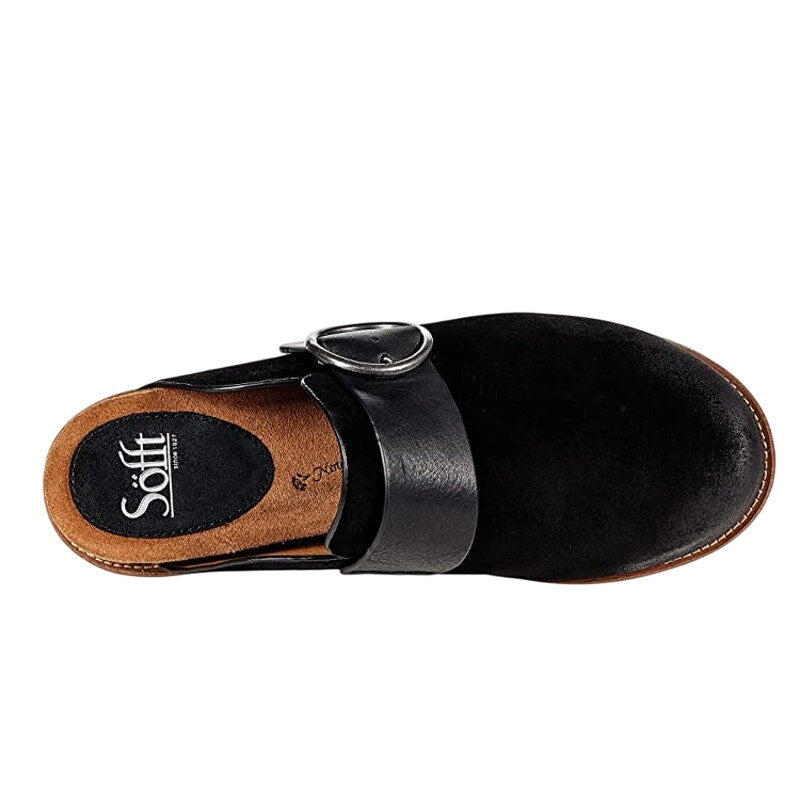 Sofft Womens Billie Clogs Size 9 M EU 40 Black Suede Slip On NWOB