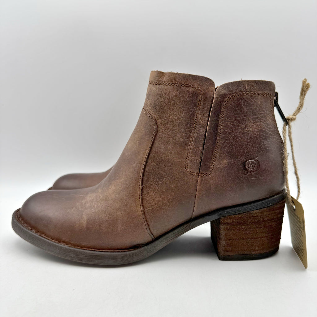 Born Womens Reece Ankle Booties Size 6.5 M EU 37 Brown Leather Boots NIB
