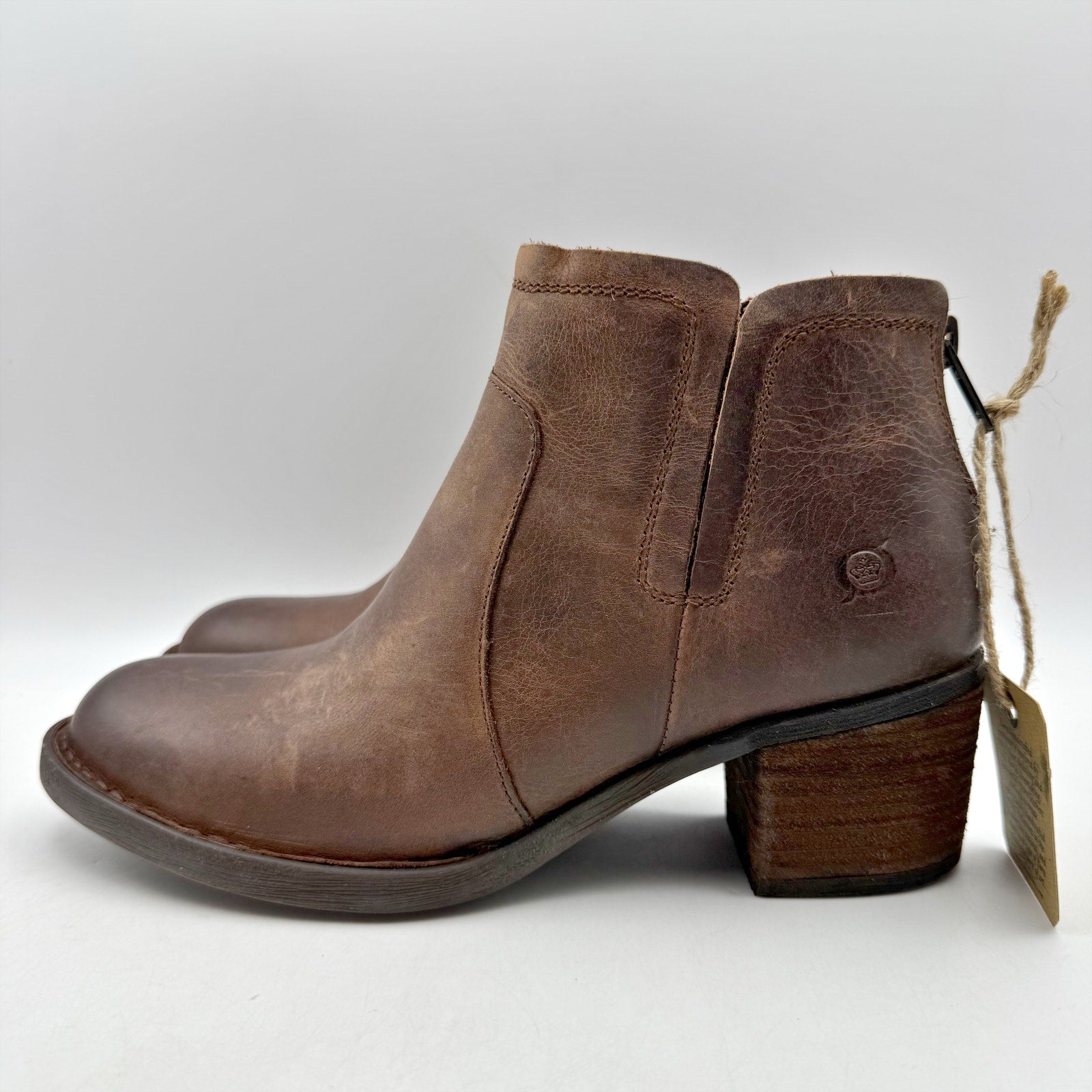 Born Womens Reece Ankle Booties Size 6.5 M EU 37 Brown Leather Boots NIB