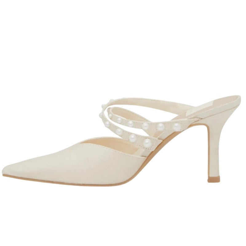 Dolce Vita Womens Hanna Mules US 8 M Ivory Satin Slip On NIB