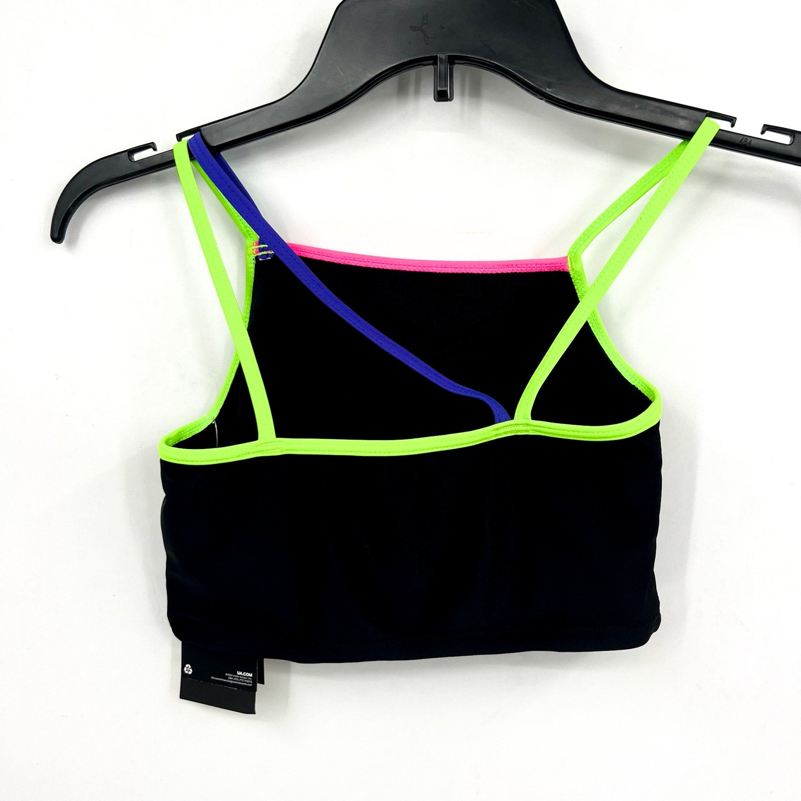 UNDER ARMOUR Girl's Angled Midkini Bikini Set Size 10 Black Swim Neon NWT