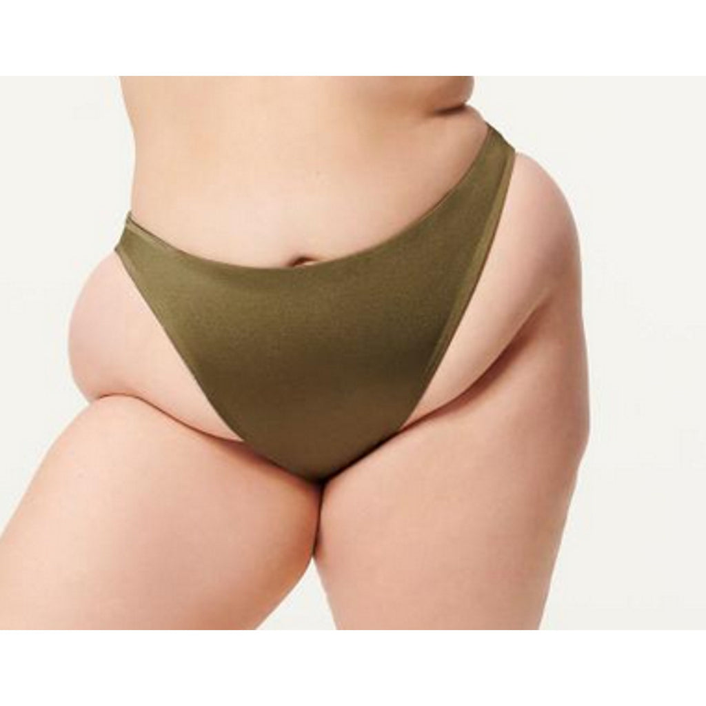 Good American Metallic Better Bikini Bottom XXL Silver Green Reversible NWT