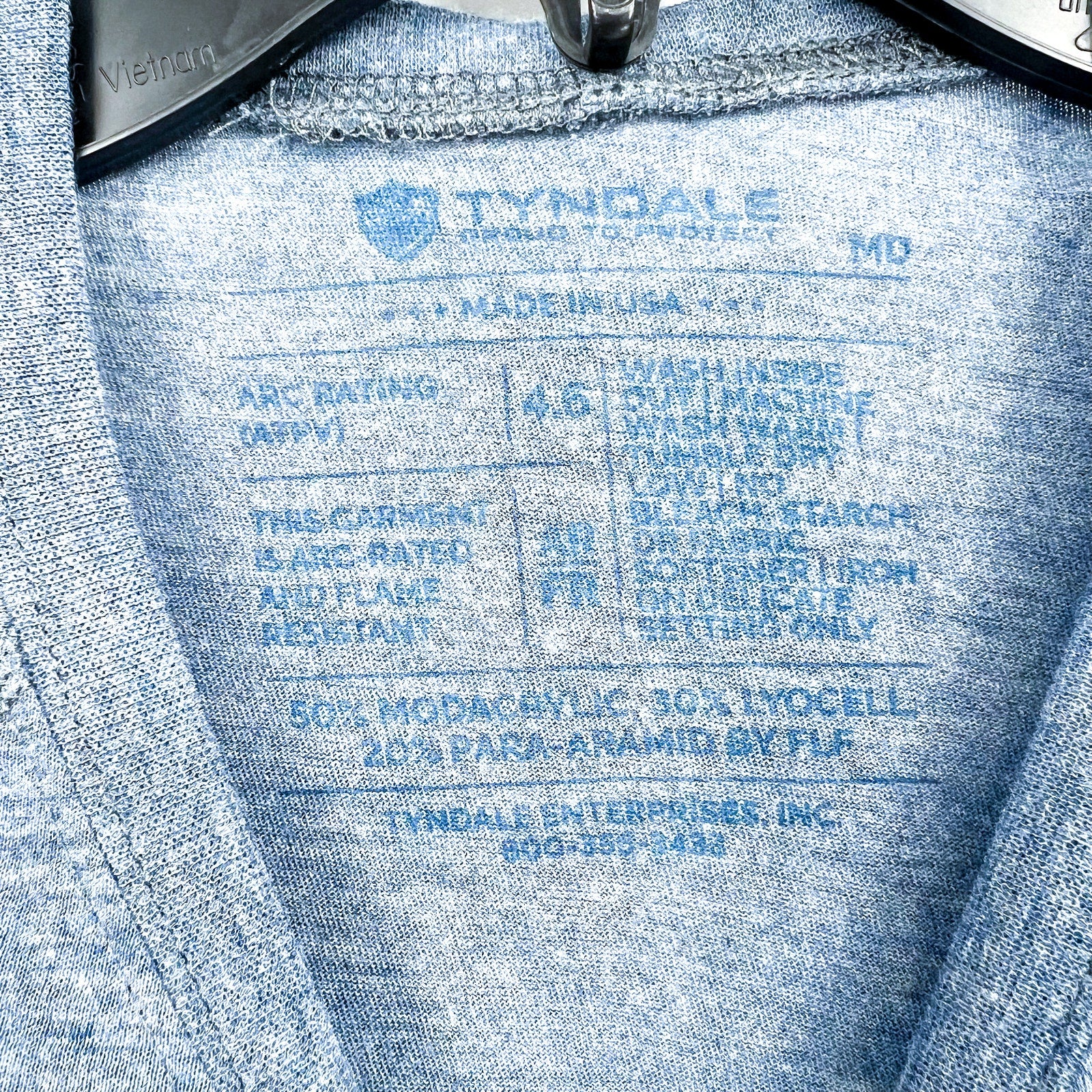 TYNDALE Men's FRC Layer 1 Long Sleeve T-Shirt Medium Heather Blue Crewneck NWT
