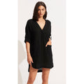 SEAFOLLY Womens Essential Swim Cover Up Dress Size 8 Black Lightweight Gauze NWT