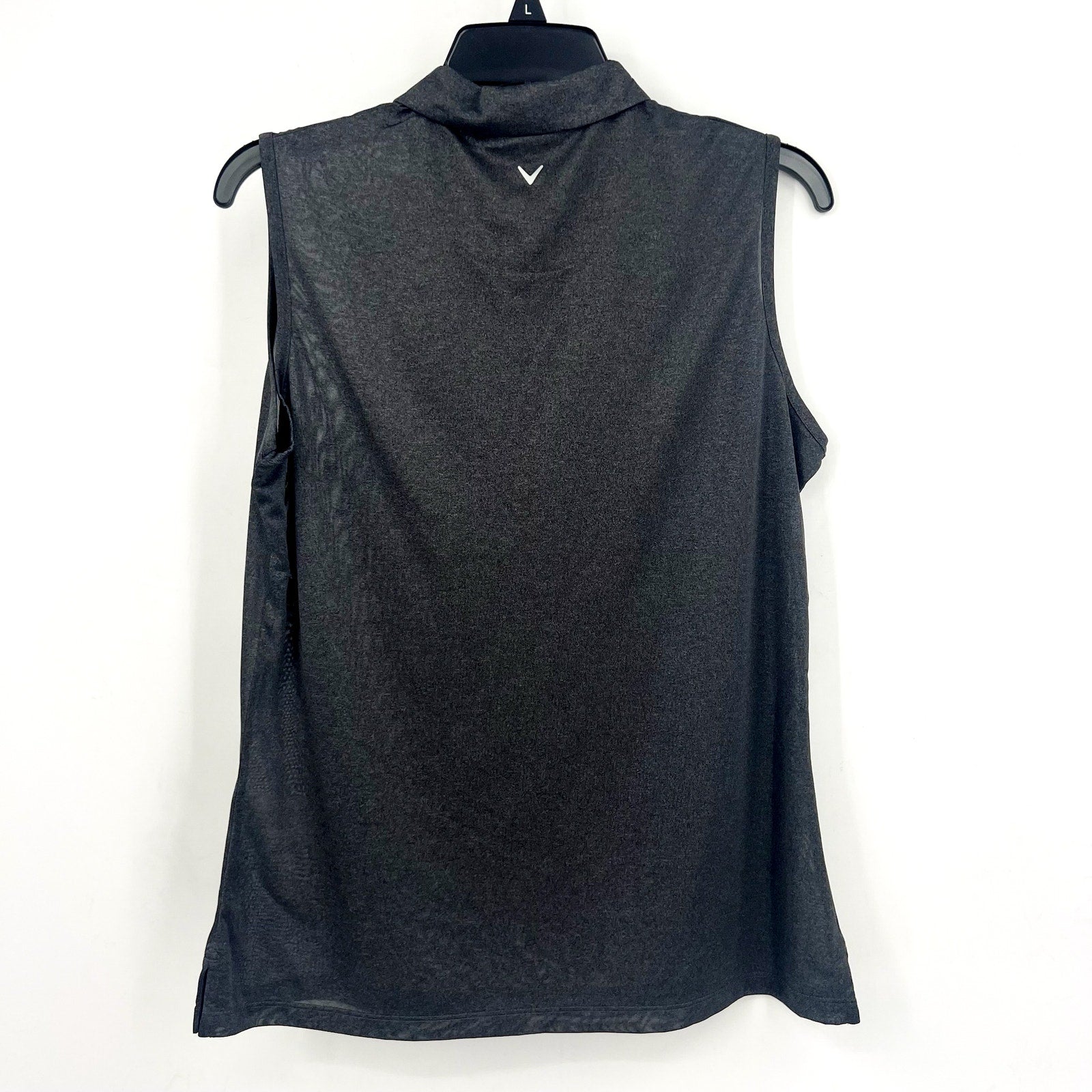 CALLAWAY Womens Polo Shirt Large Black Heather 1/4 Zip Sleeveless Golf NWT