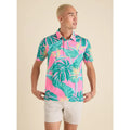 CHUBBIES Mens Birds of Paradise Performance Polo Small Pink Short Sleeve NWT